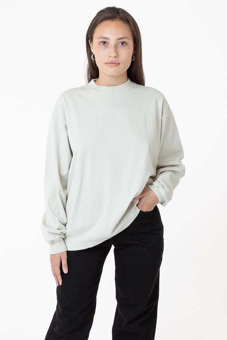 L/S Grmnt Dye Mockneck 7.5oz CEMENT