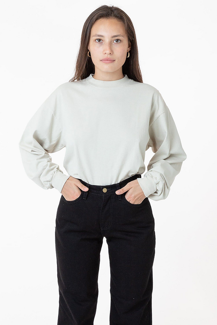 L/S Grmnt Dye Mockneck 7.5oz CEMENT