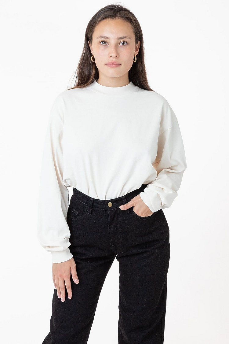 L/S Grmnt Dye Mockneck 7.5oz CREME