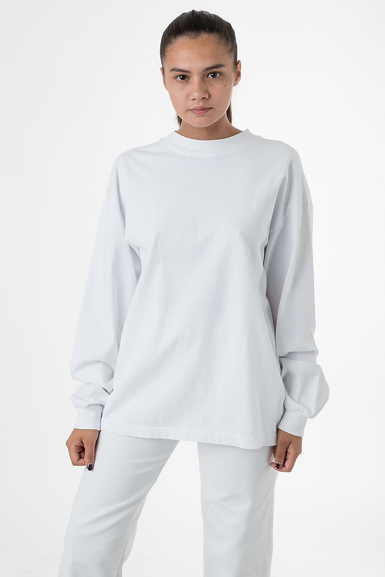 L/S Grmnt Dye Mockneck 7.5oz White