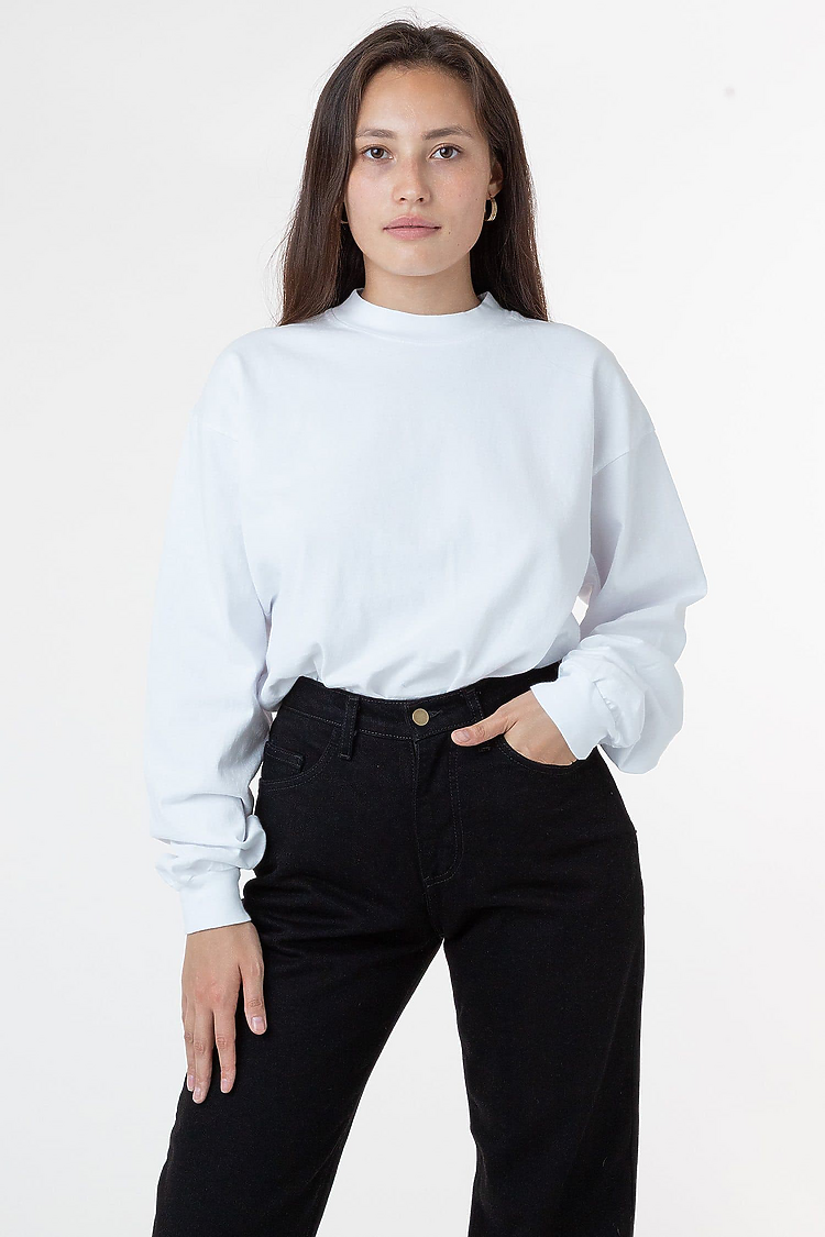 L/S Grmnt Dye Mockneck 7.5oz White