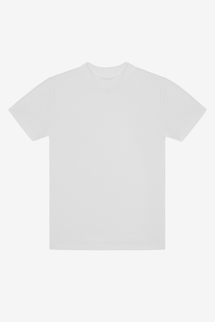 14/1 Rib Mock Neck Top White