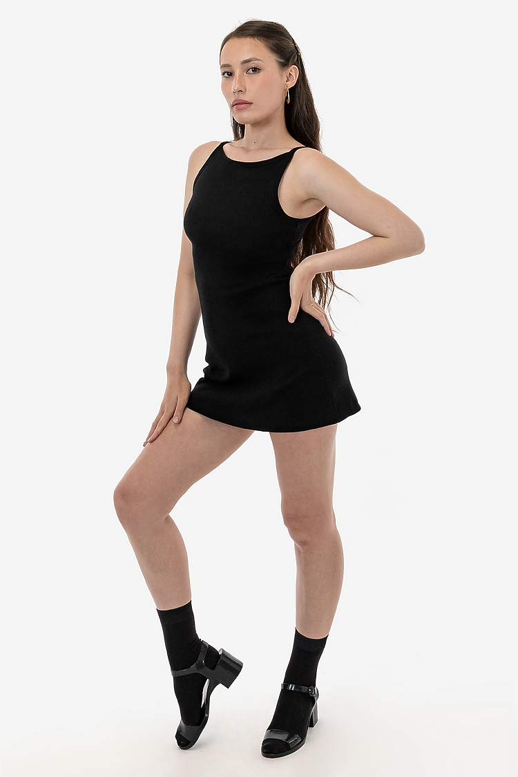 14/1RibSpaghetti BoatneckDress Black