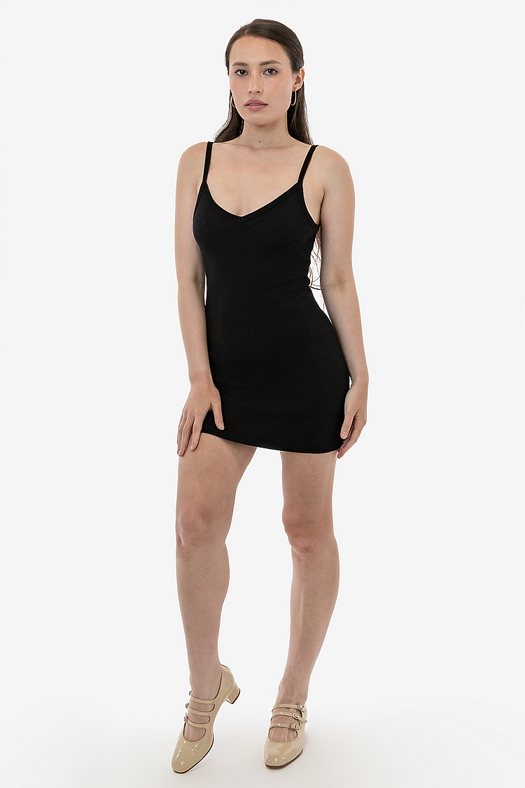 14/1Rib SpaghettiV-NeckDress Black
