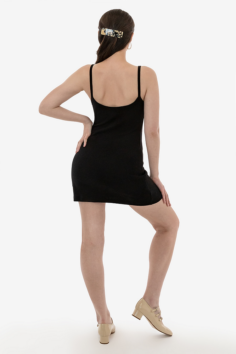 14/1Rib SpaghettiV-NeckDress Black