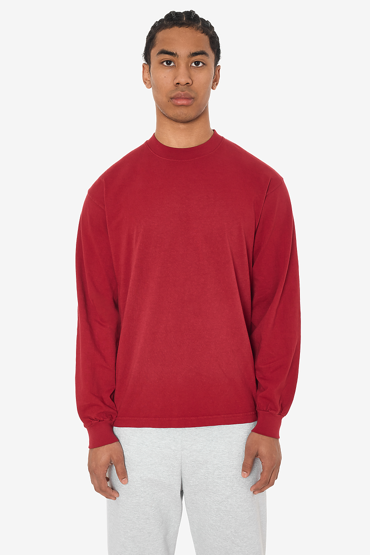 L/S Grmnt Dye Crew Neck 6.5oz DARK RED SupportIMG2