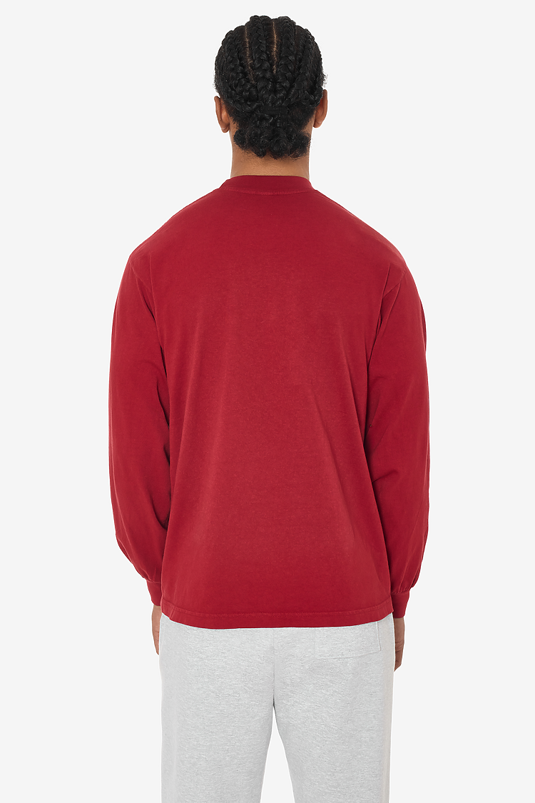 L/S Grmnt Dye Crew Neck 6.5oz DARK RED