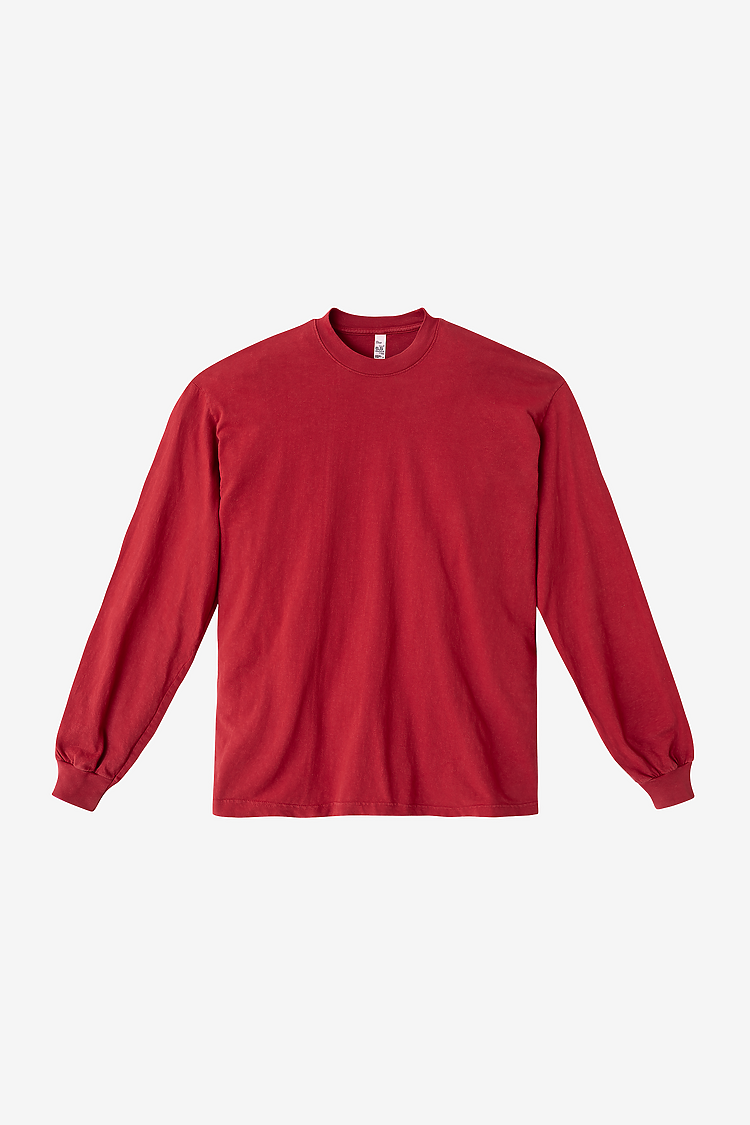 L/S Grmnt Dye Crew Neck 6.5oz DARK RED