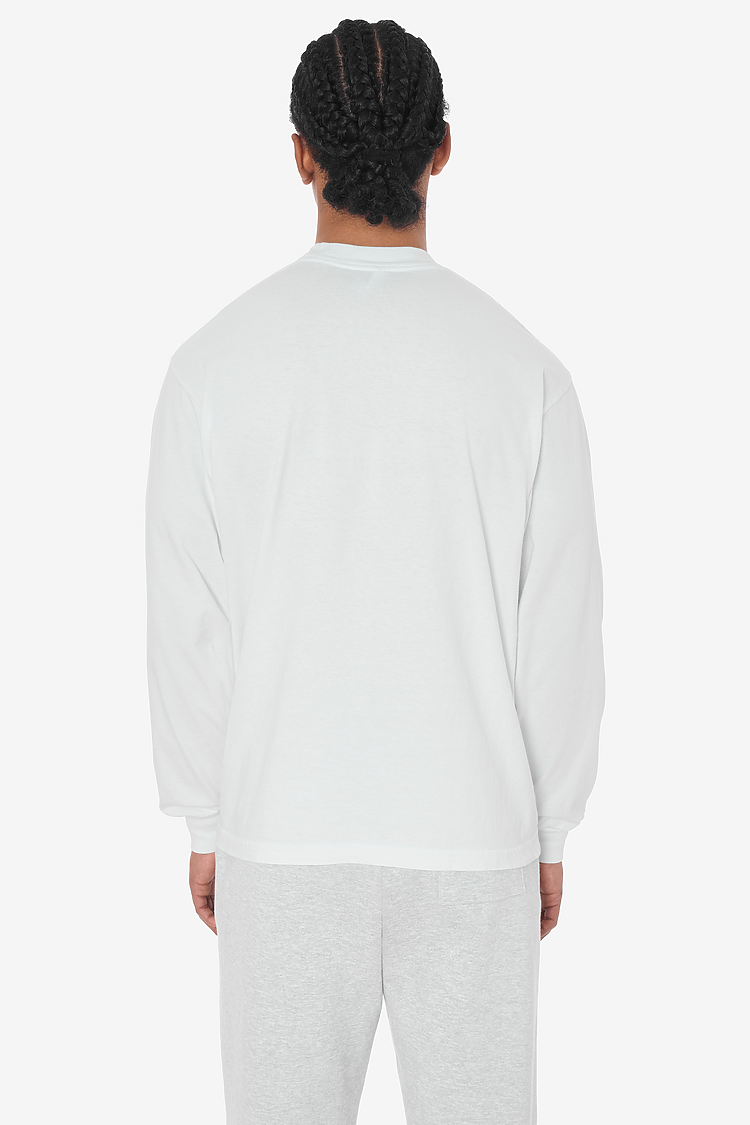 L/S Grmnt Dye Crew Neck 6.5oz WHITE SupportIMG2