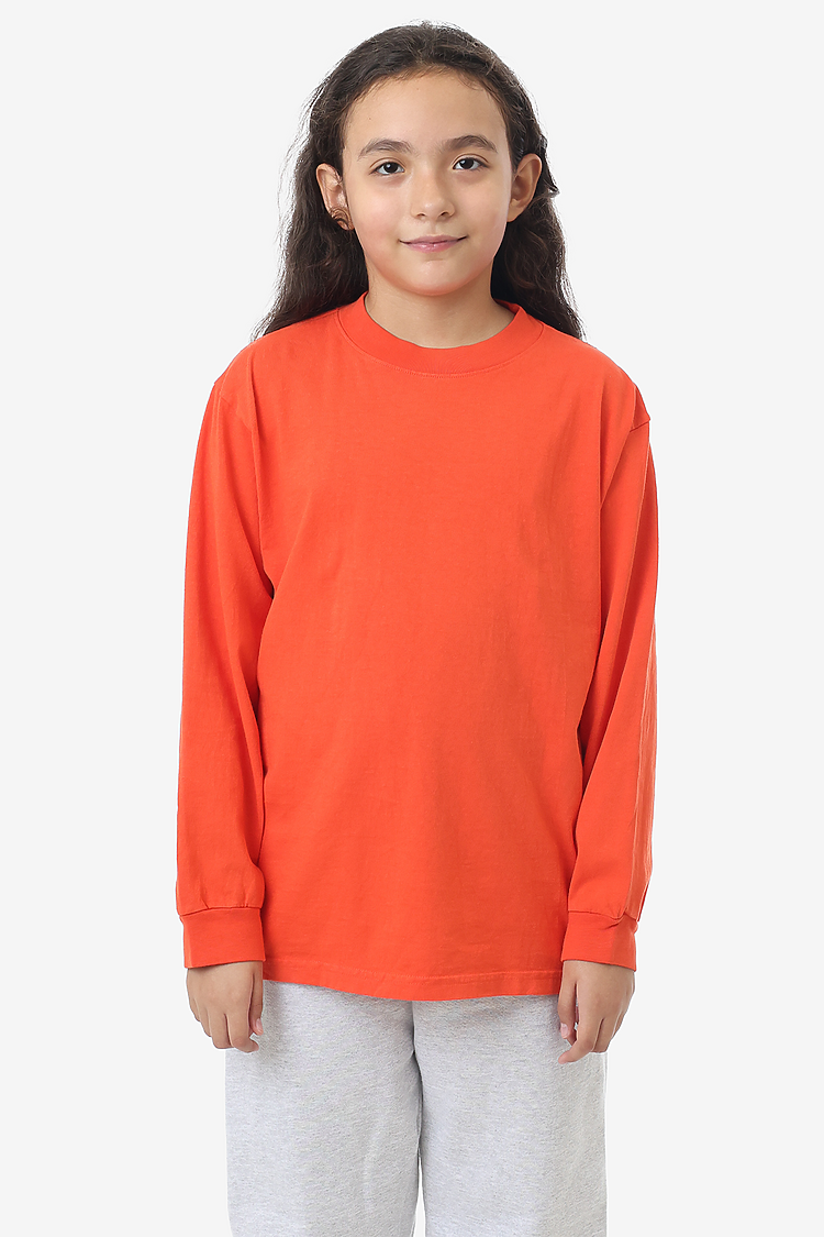 Kids 6.5 oz L/S Grmnt Dye Tee BRIGHT ORANGE