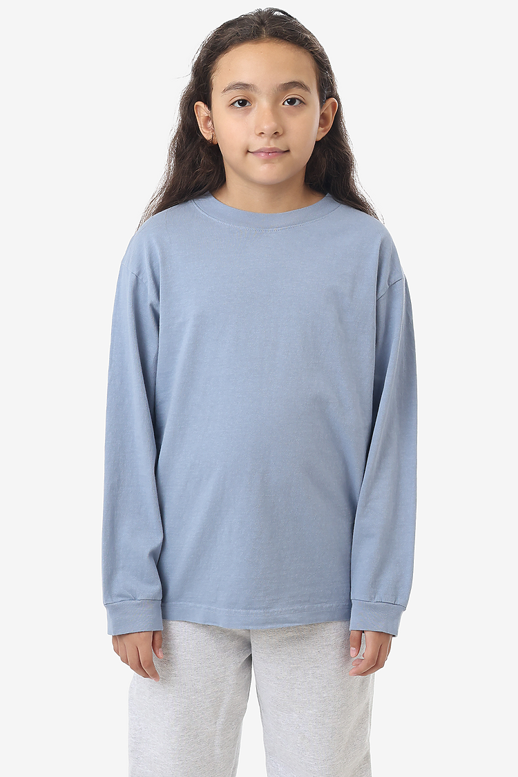 Kids 6.5 oz L/S Grmnt Dye Tee CLEAR BLUE