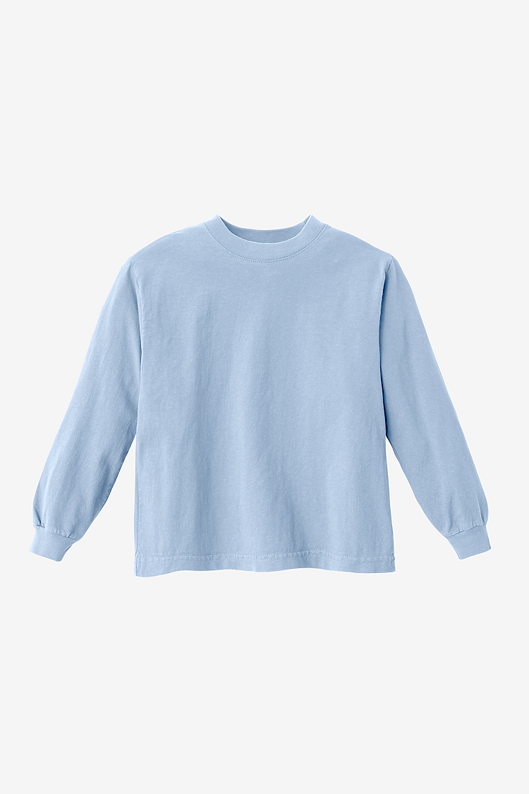 Kids 6.5 oz L/S Grmnt Dye Tee CLEAR BLUE