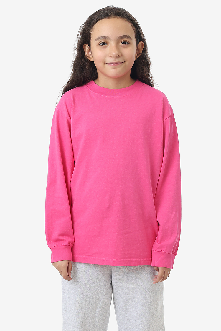 Kids 6.5 oz L/S Grmnt Dye Tee Paradise Pink