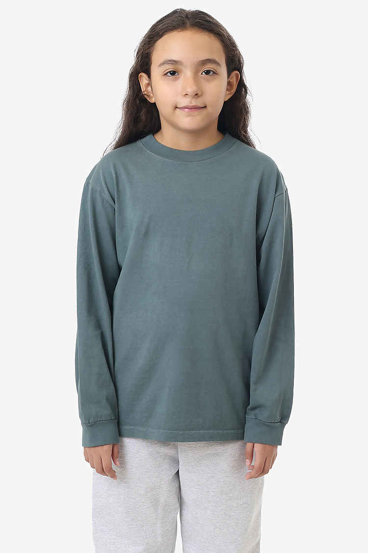 Kids 6.5 oz L/S Grmnt Dye Tee Spruce