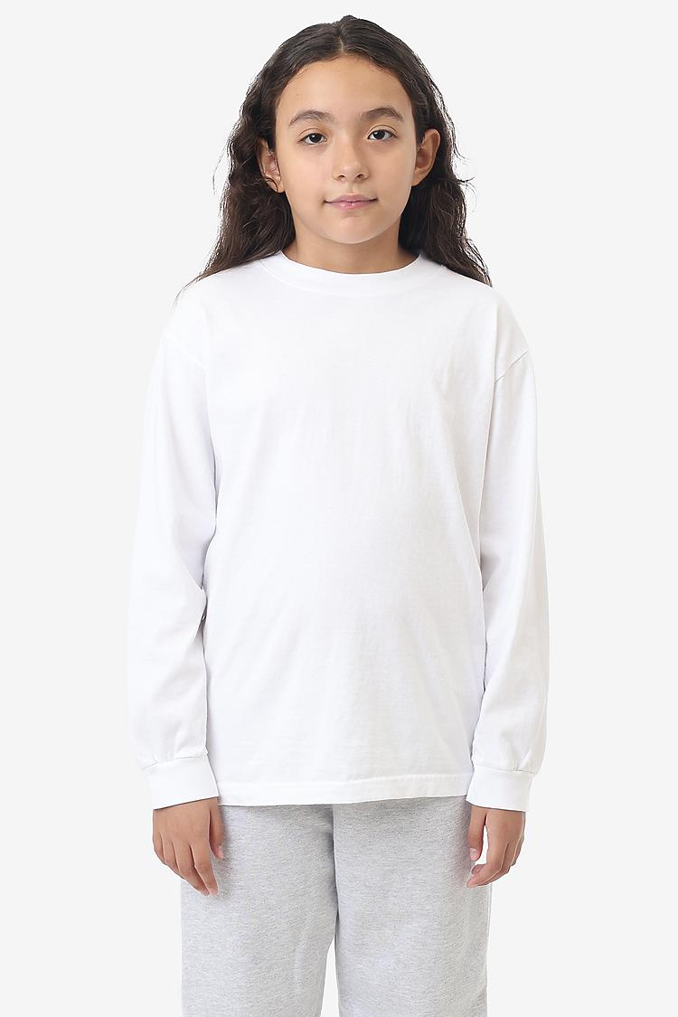 Kids 6.5 oz L/S Grmnt Dye Tee White