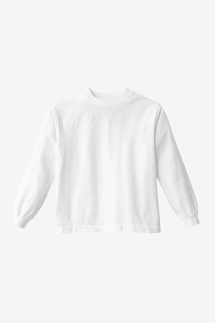 Kids 6.5 oz L/S Grmnt Dye Tee White