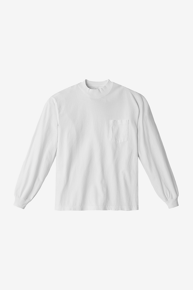 L/S Pocket Crew 6.5oz White