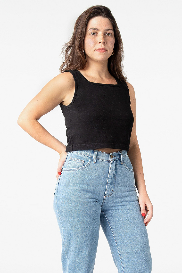 6.5 oz Garment Dye Crop Tank Black