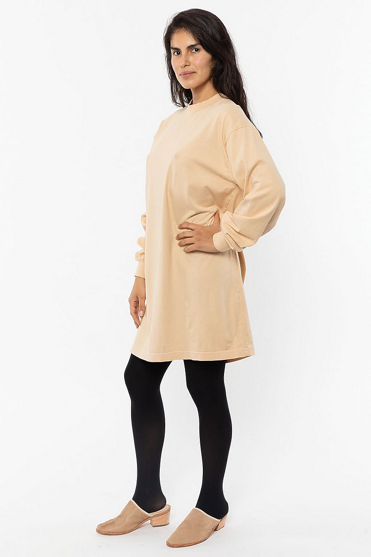 L/S Mock Neck Dress BEIGE
