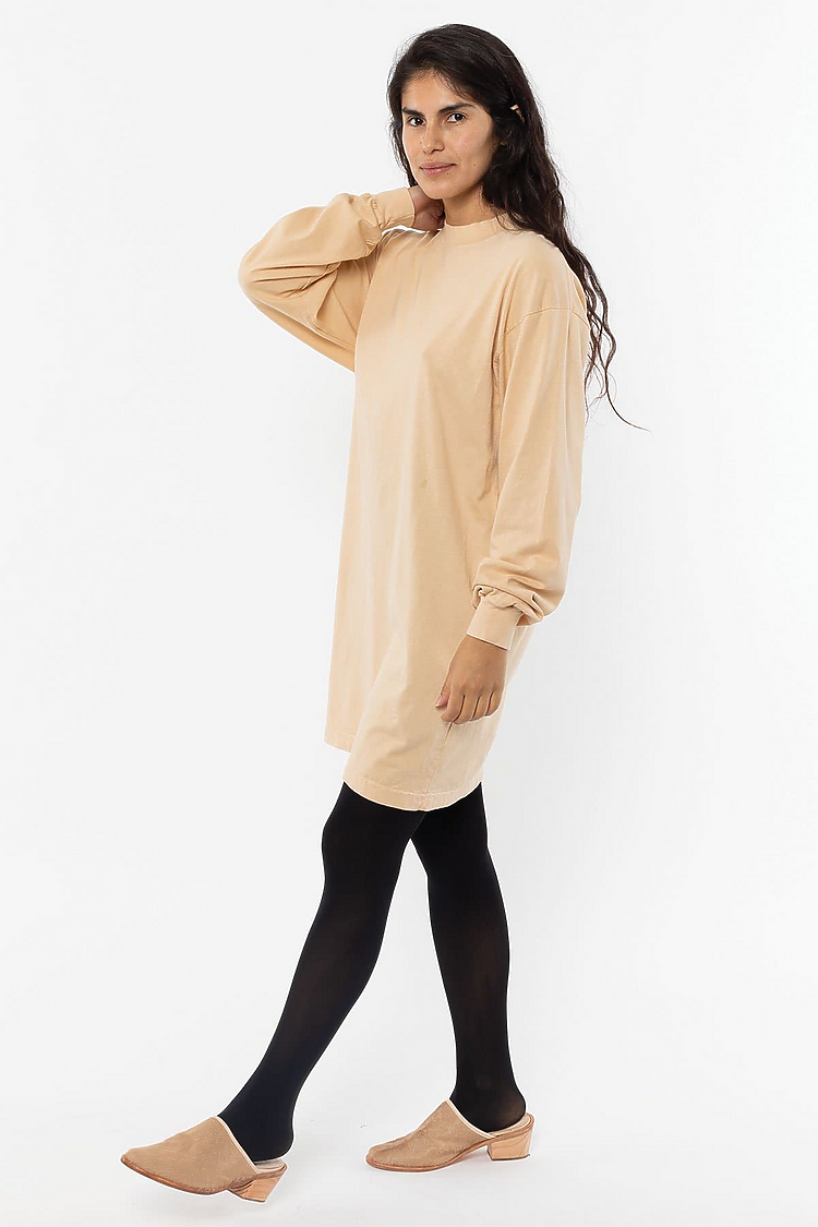 L/S Mock Neck Dress BEIGE