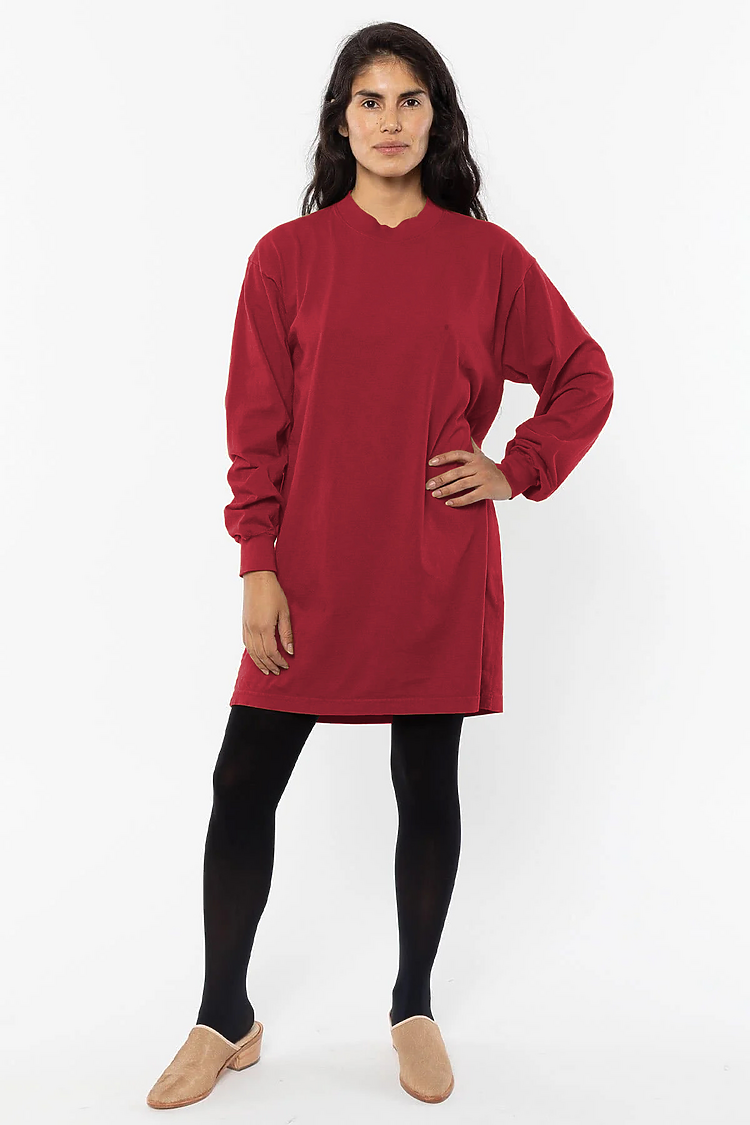 L/S Mock Neck Dress Dark Red