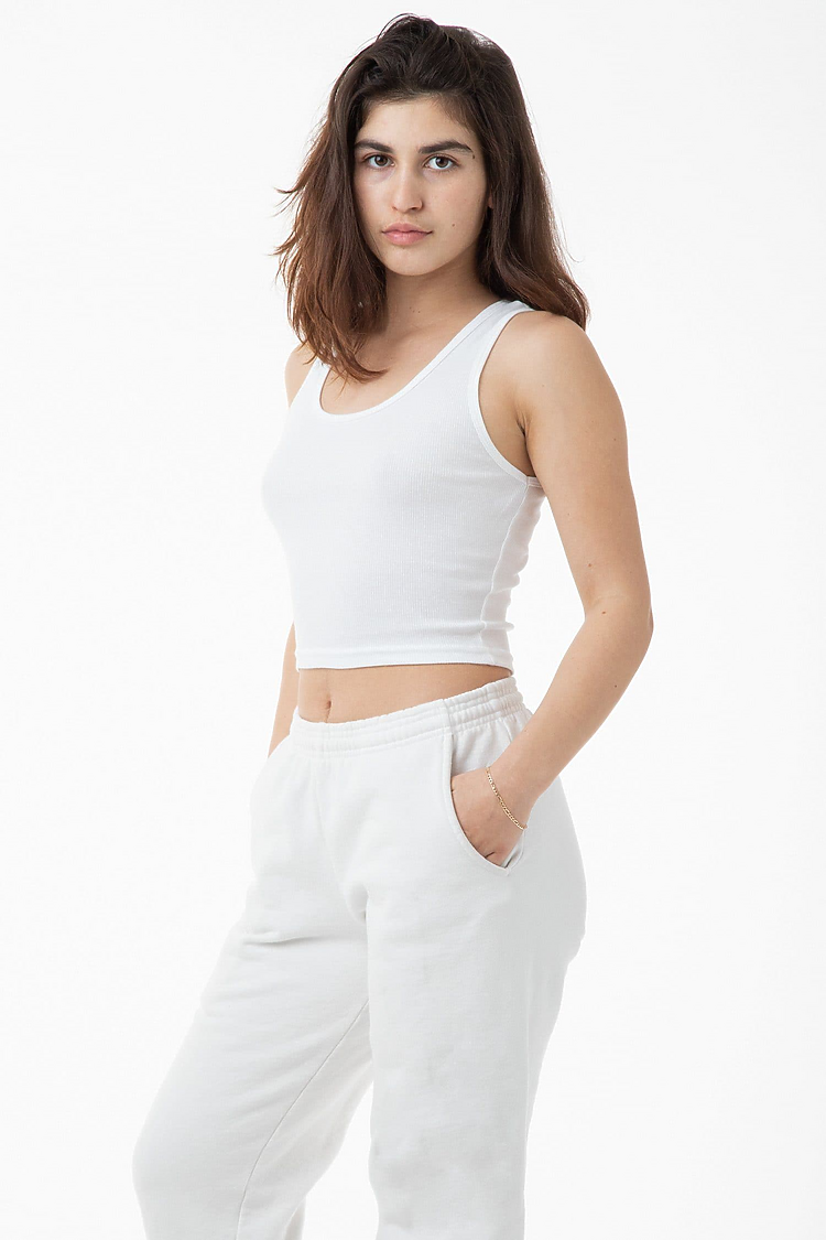 2x1 Rib Crop Tank White