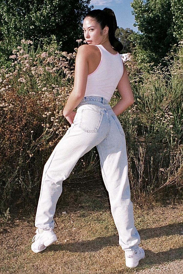 2x1 Rib Crop Tank WHITE/Baby Pink