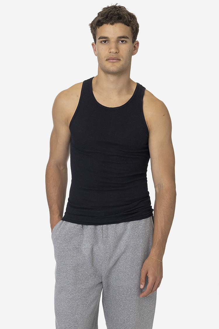 5.6oz GD 2X1 Tubular Rib Tank Black Edge