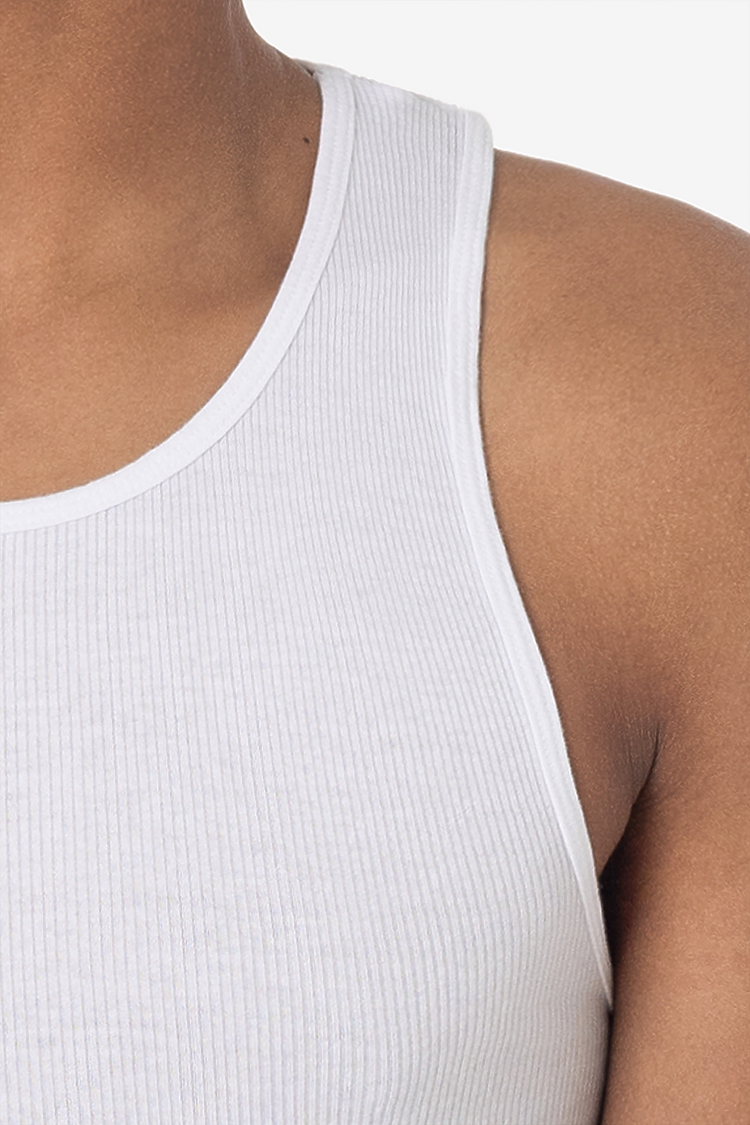 5.6oz GD 2X1 Tubular Rib Tank White