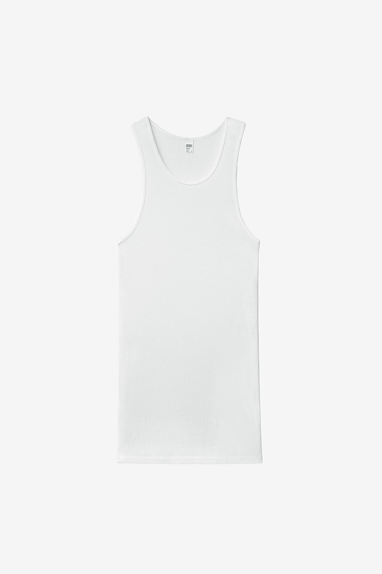 5.6oz GD 2X1 Tubular Rib Tank White