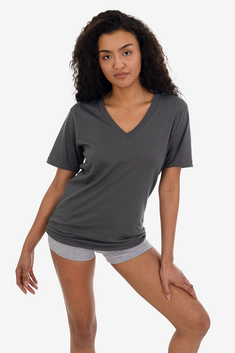 S/S Fine Jersey V-Neck 4.3 oz ASPHALT