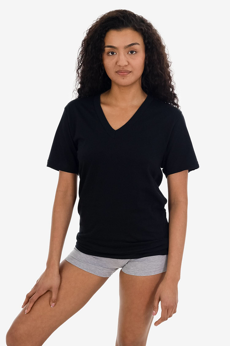 S/S Fine Jersey V-Neck 4.3 oz Black