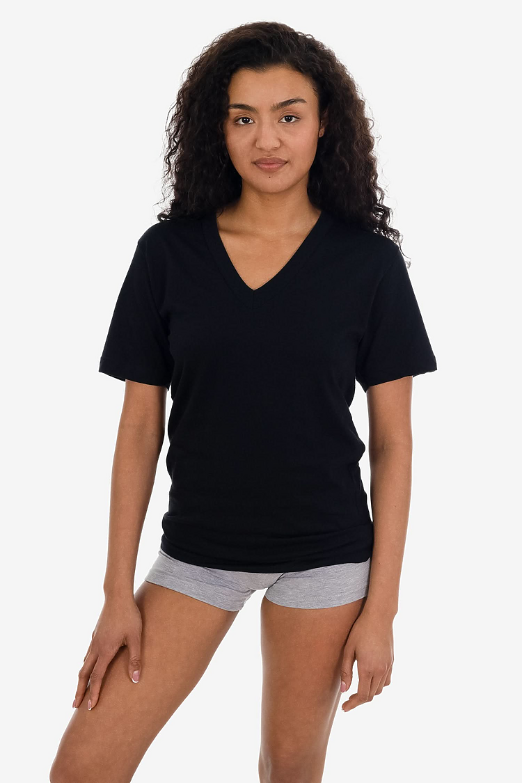 S/S Fine Jersey V-Neck 4.3 oz Black