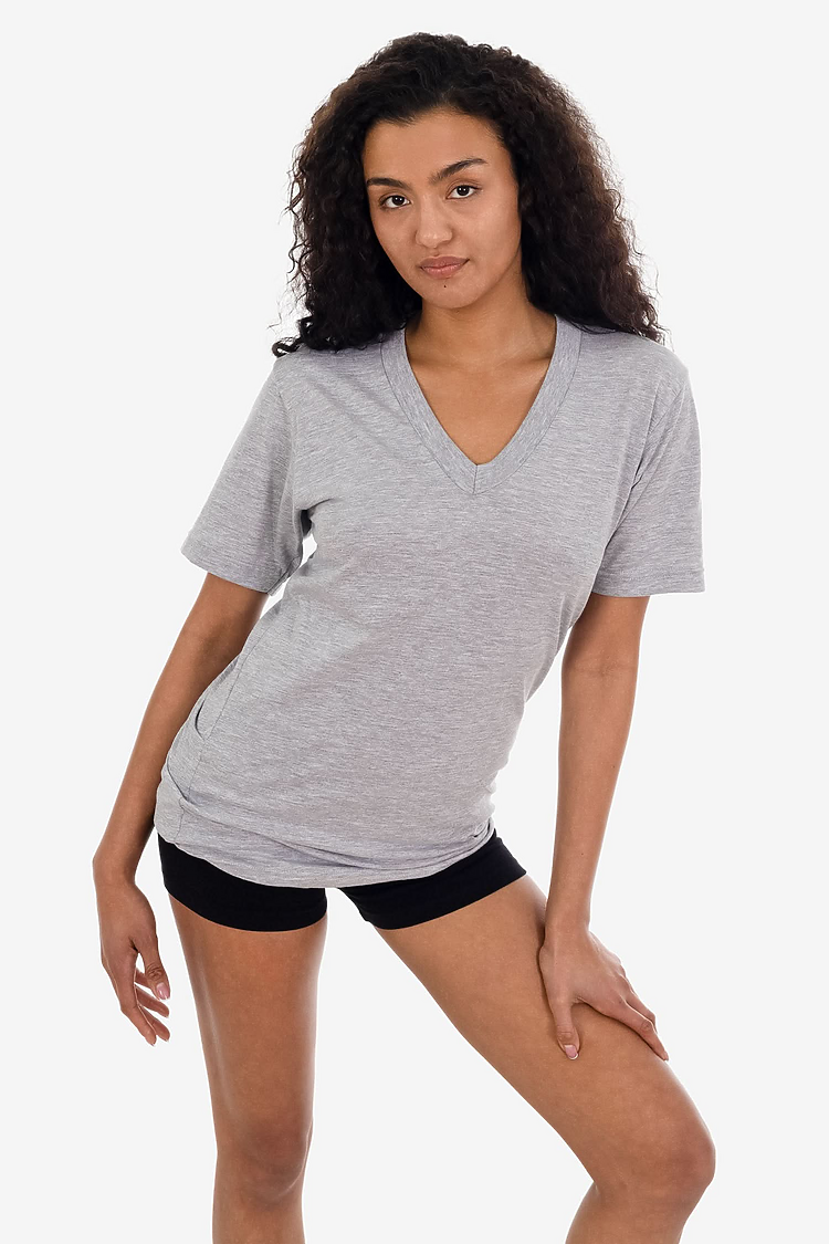 S/S Fine Jersey V-Neck 4.3 oz HEATHER