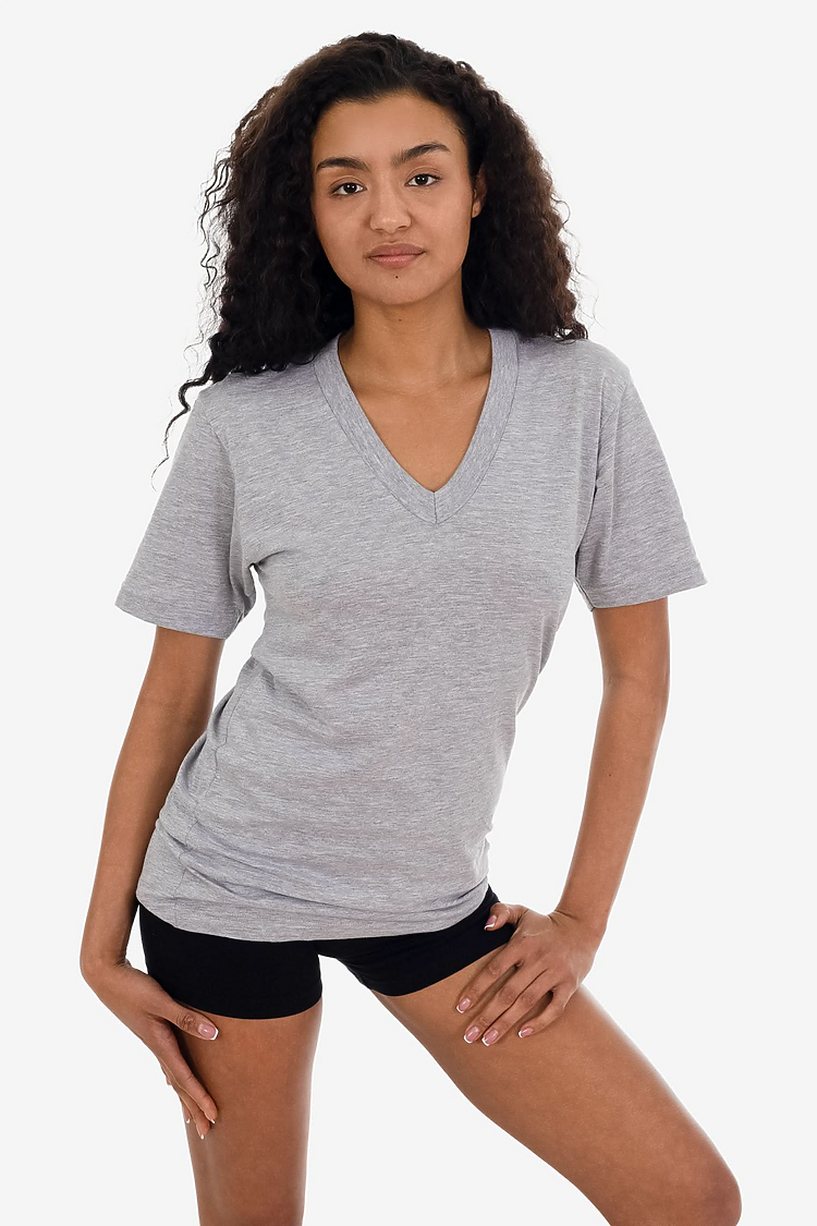 S/S Fine Jersey V-Neck 4.3 oz HEATHER
