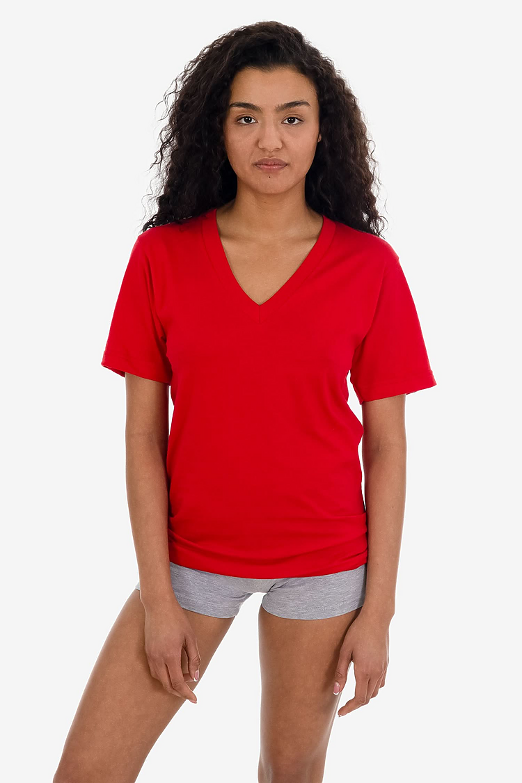 S/S Fine Jersey V-Neck 4.3 oz RED