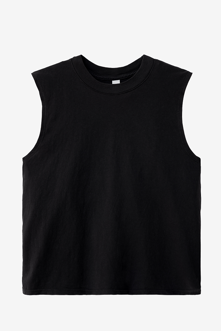 Garment Dye Muscle Tank Black FLAT