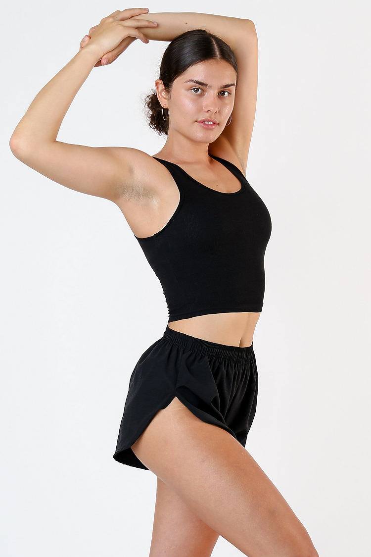 Cotton Spandex 2x1 Rib Crop Black