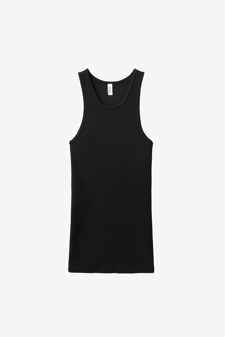 2x1 Cotton Spandex Rib Tank Black