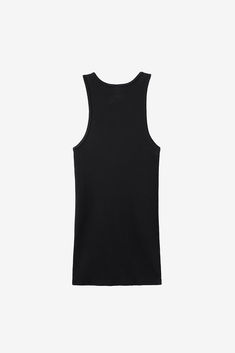 2x1 Cotton Spandex Rib Tank Black