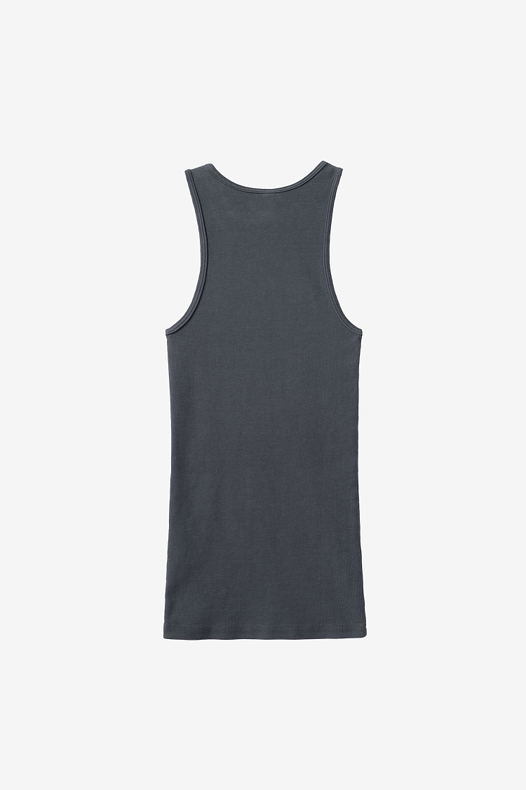 2x1 Cotton Spandex Rib Tank Dolphin Blue