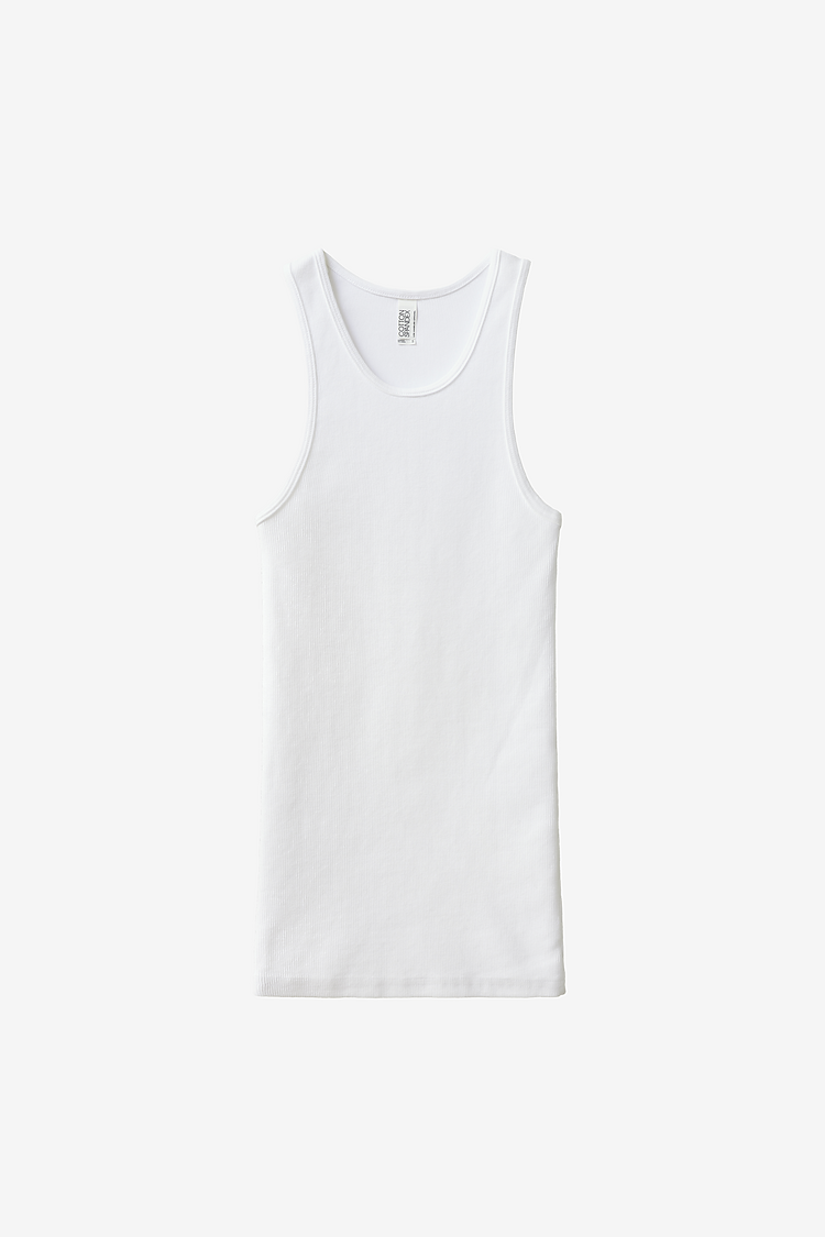 2x1 Cotton Spandex Rib Tank White