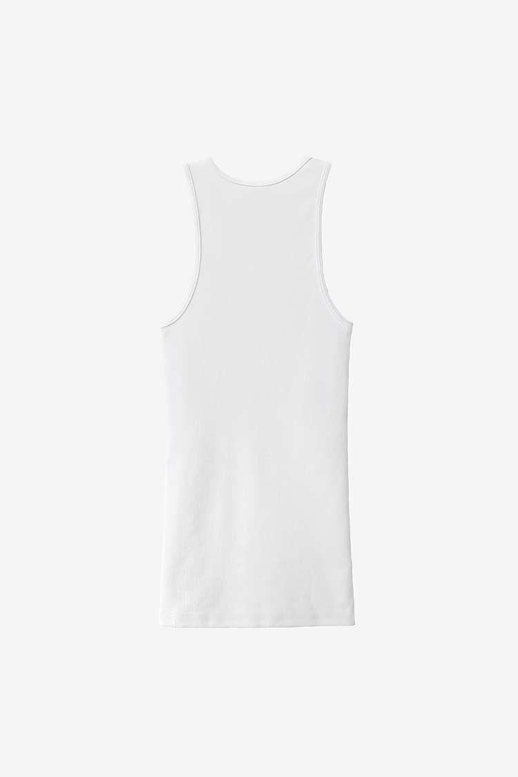 2x1 Cotton Spandex Rib Tank White