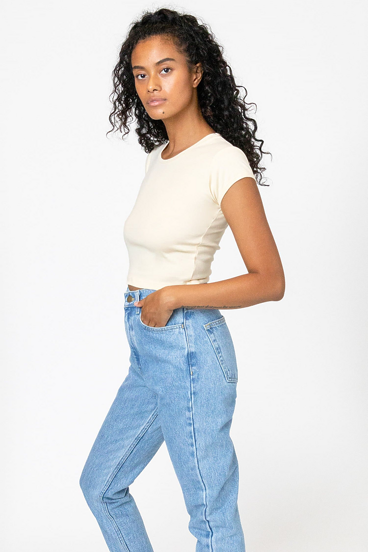 Cap Sleeve Baby Rib Crop Top CREME