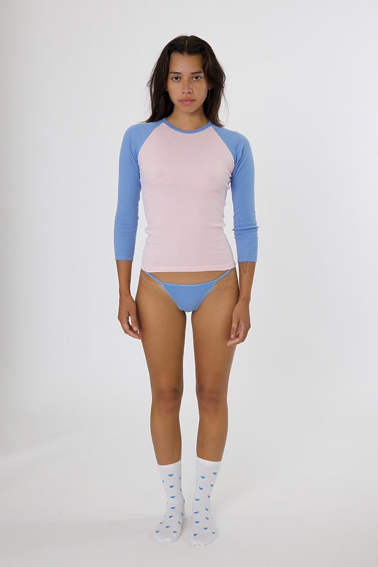 Baby Rib Long Sleeve Raglan Light Pink/Baby Blue
