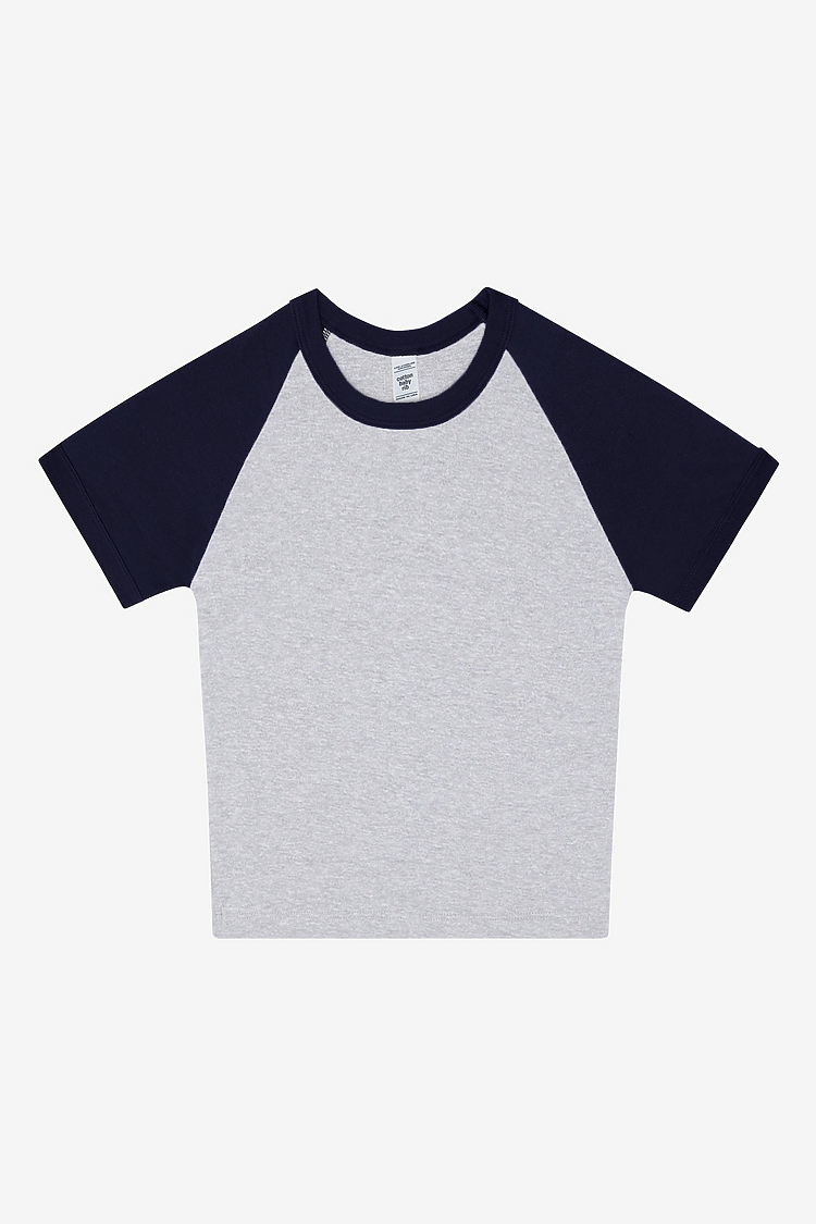 Baby Rib Short Sleeve Raglan HEATHER GREY/NAVY