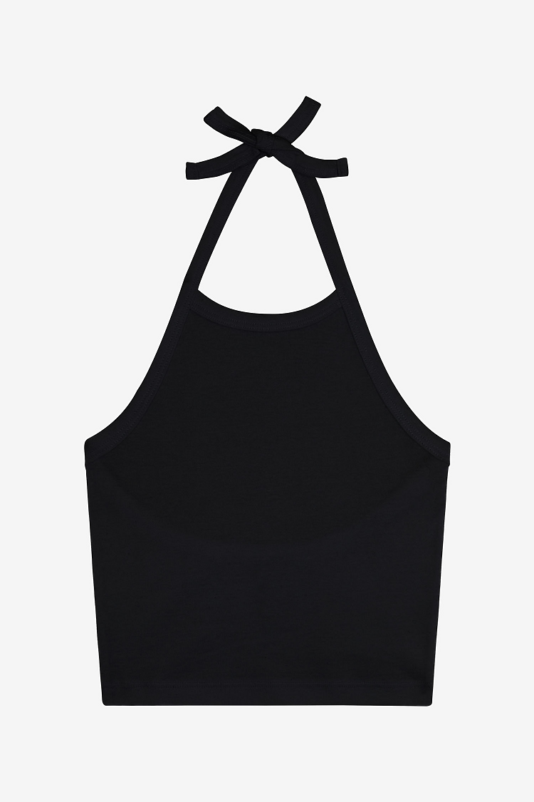Baby Rib Halter Top Black