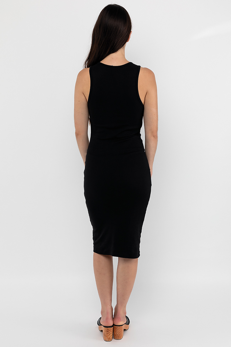 Manantial Baby Rib Midi Dress Black