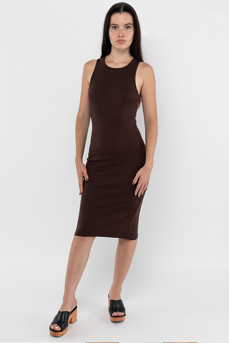 Manantial Baby Rib Midi Dress CHOCOLATE