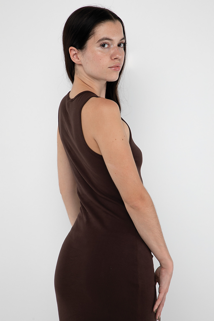 Manantial Baby Rib Midi Dress CHOCOLATE